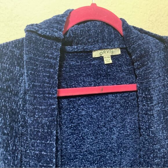 NEW Orvis Womens XXL Blue Open Front Cardigan Sweater 100% Polyester - Picture 4 of 9
